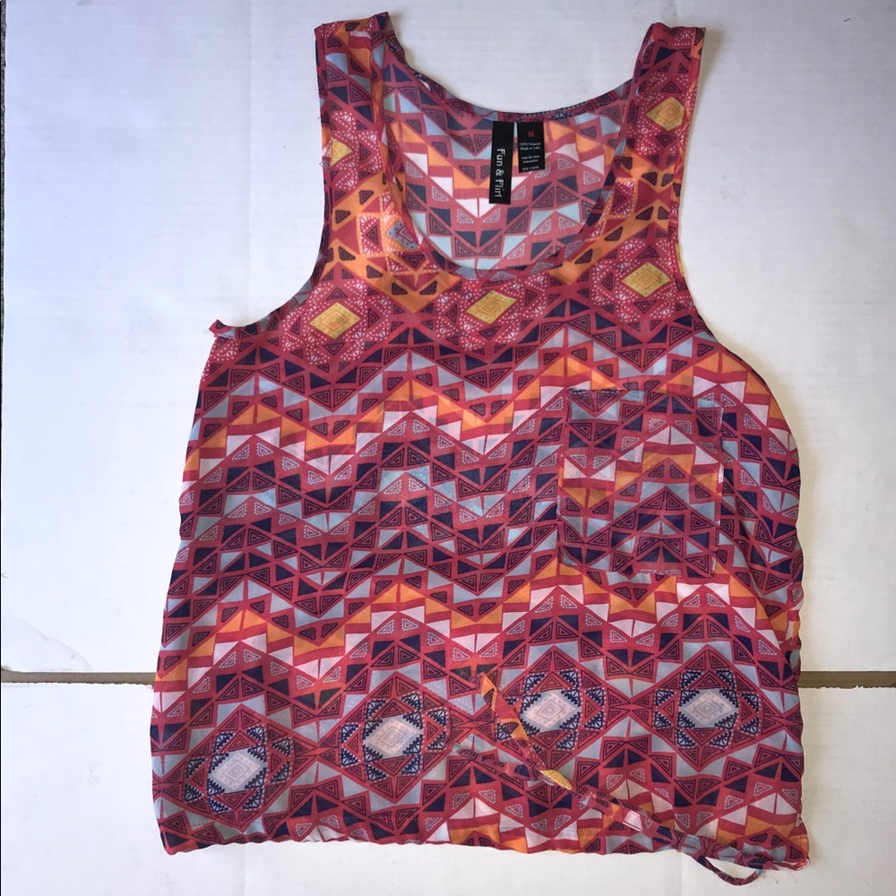 Women’s Shear Red Patterned Tank Top